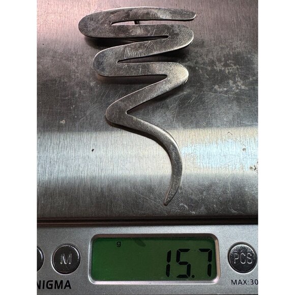 Estate Modernist Sterling Silver 925 Spiral Brooch Pin & Pendant, 77.5mm, 15.7g - Picture 8 of 8
